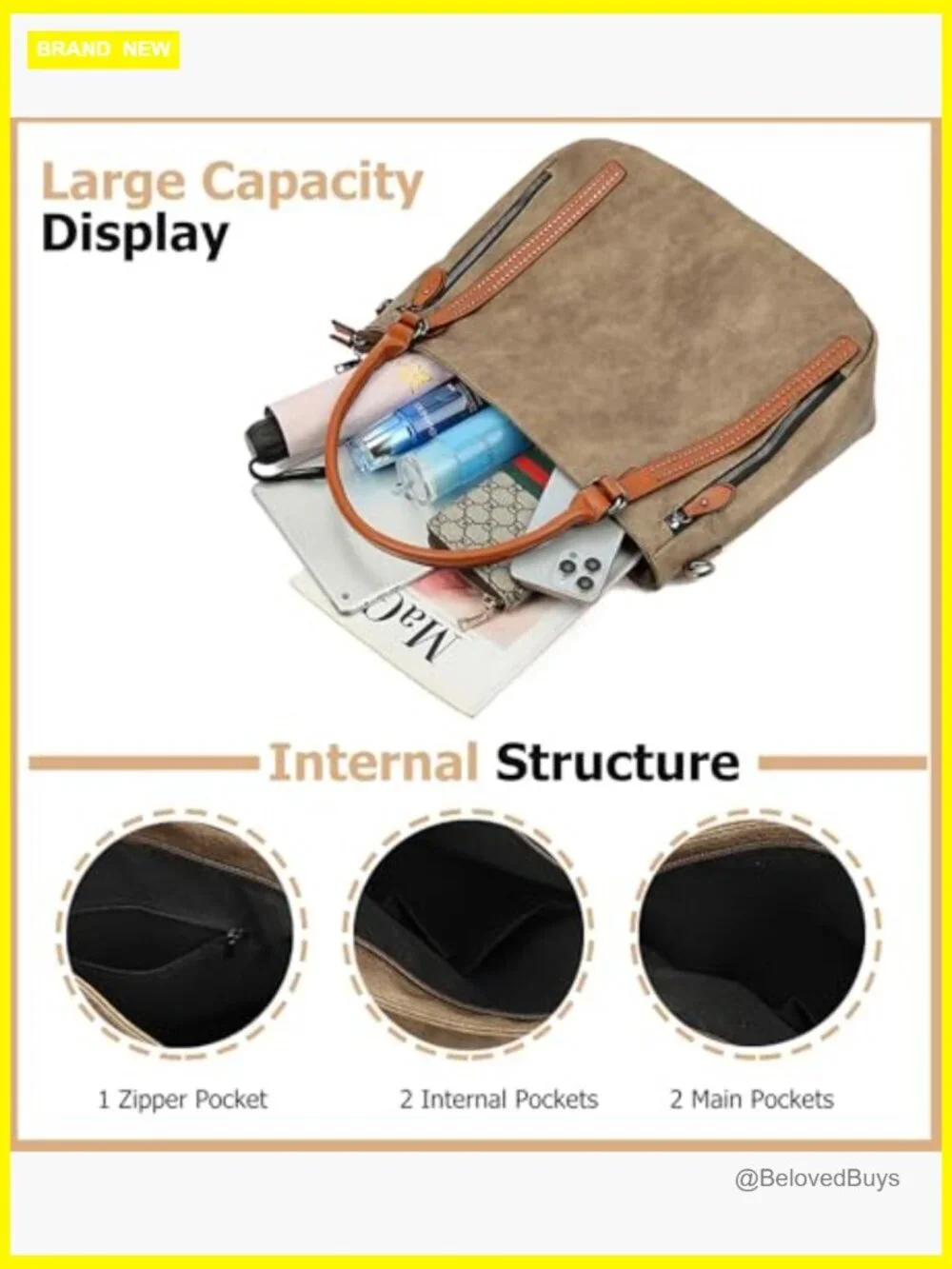 Large Vegan Leather Hobo Shoulder Bag Satchel Purse with Adjustable Strap